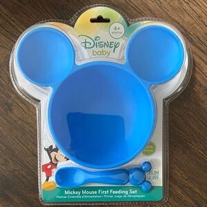 Disney Baby Blue Mickey Mouse Silicone First Feeding Set